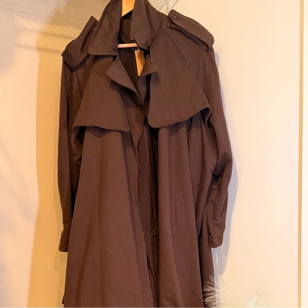 Skims Fleece Trench Coat Espresso Brown - Picture 3 of 8
